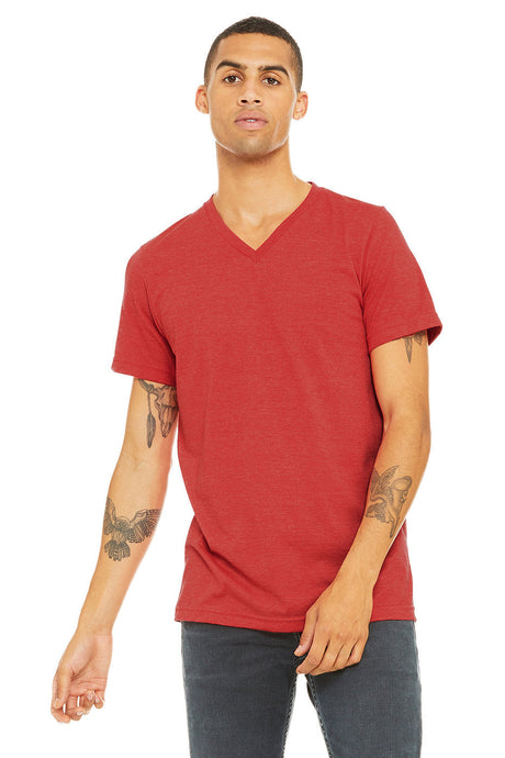 Bella Canvas 3005 CVC Cotton Poly V-Neck Fabric - Heather Red, Short Sleeve (1 Piece)