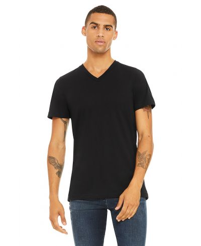 Bella Canvas 3005 Cotton Jersey Fabric - Black V-Neck Short Sleeve, Unisex (1 Piece)