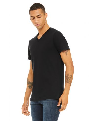 Bella Canvas 3005 Cotton Jersey Fabric - Black V-Neck Short Sleeve, Unisex (1 Piece)