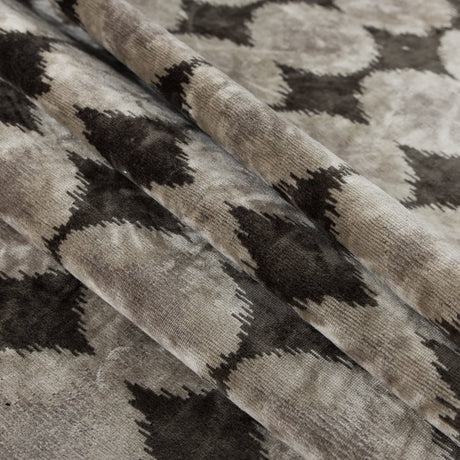 Oyster Gray Geometric Ikat Velvet