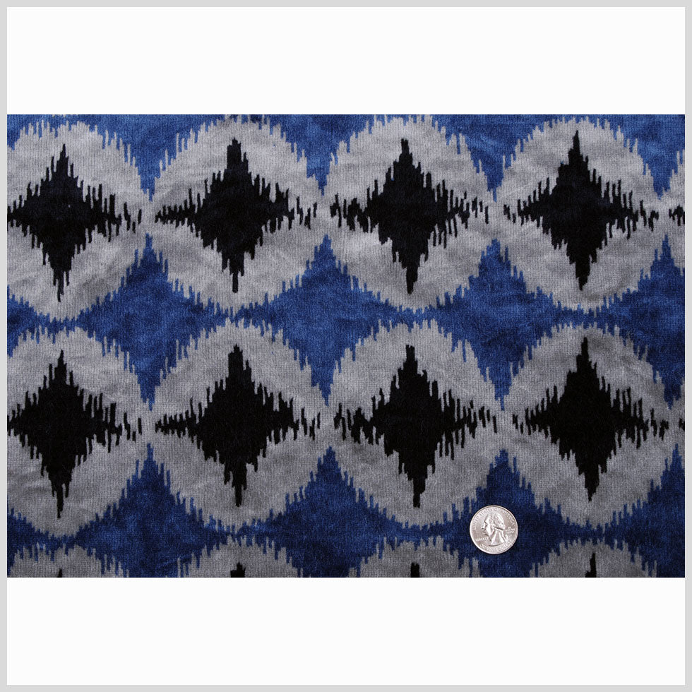 Blue Ikat Velvet