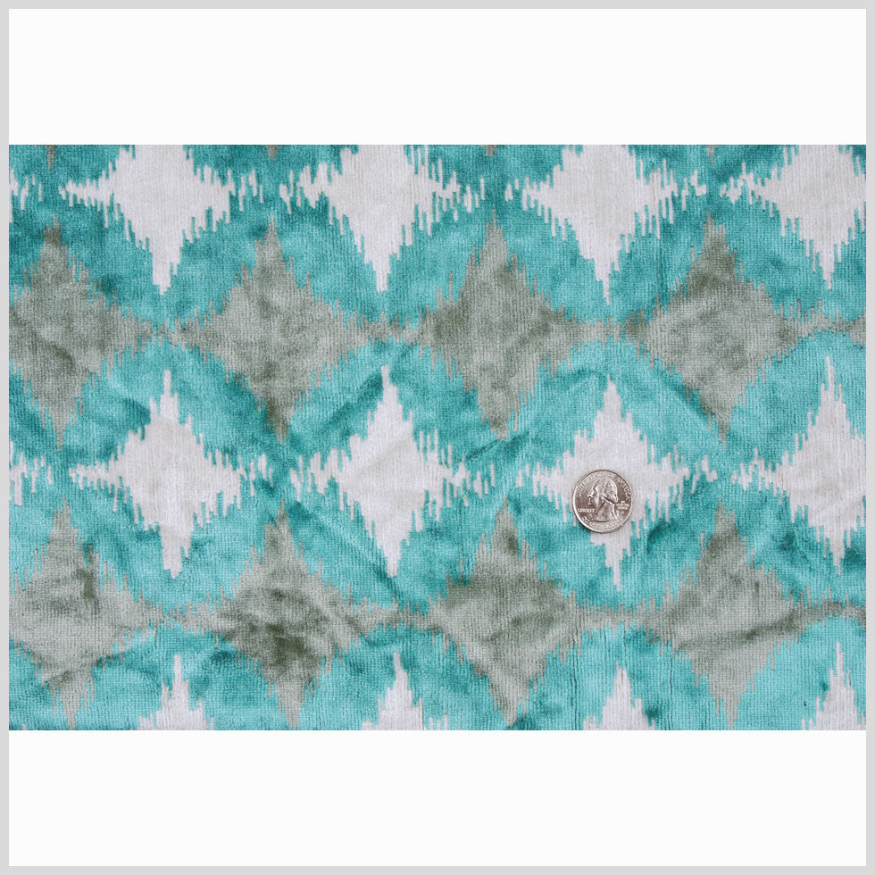 Teal Ikat Velvet
