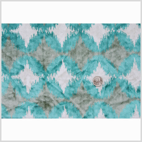 Teal Ikat Velvet