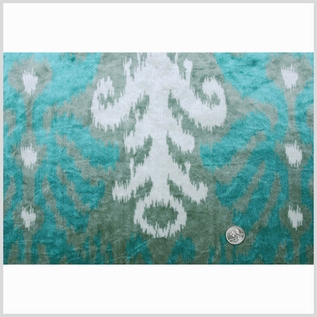 Teal Ikat Velvet