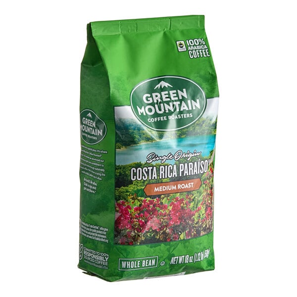 Green Mountain Coffee Roasters Costa Rica Paraiso Whole Bean Coffee 18 oz. - 6/Case