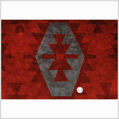Red Geometric Velvet