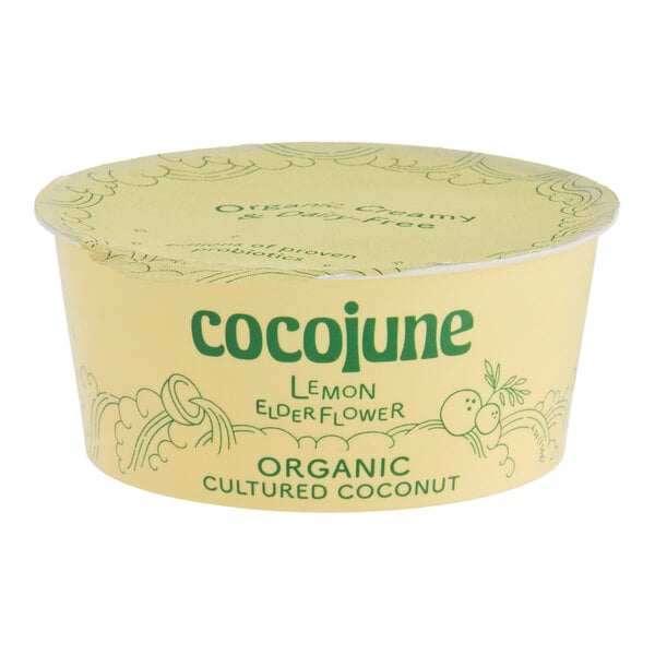 Cocojune Dairy-Free Lemon Elderflower Coconut Cultured Yogurt Alternative 4 oz. - 12/Case