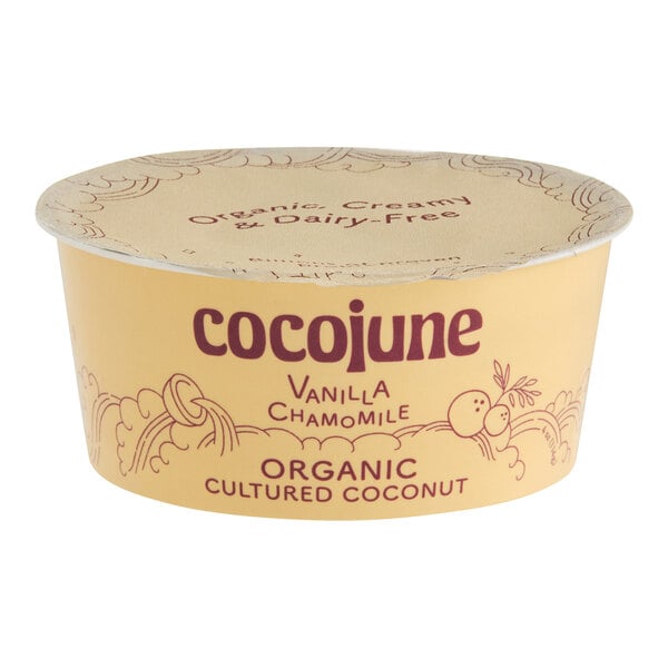 Cocojune Dairy-Free Vanilla Chamomile Coconut Cultured Yogurt Alternative 4 oz. - 12/Case