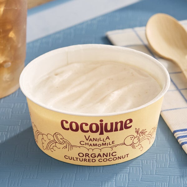 Cocojune Dairy-Free Vanilla Chamomile Coconut Cultured Yogurt Alternative 4 oz. - 12/Case