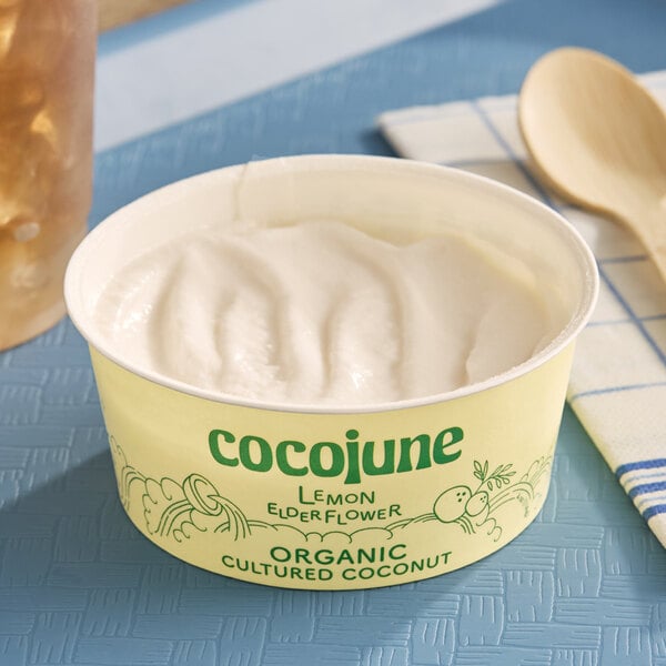 Cocojune Dairy-Free Lemon Elderflower Coconut Cultured Yogurt Alternative 4 oz. - 12/Case