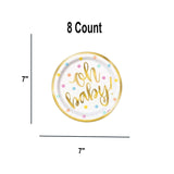 8 Ct. Oh Baby Paper Dessert Plates 7" Colorful Disposable Party Plates
