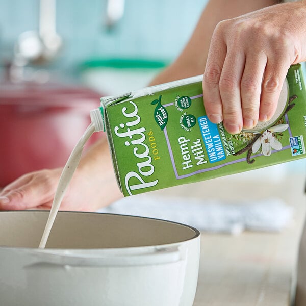 Pacific Foods Unsweetened Vanilla Hemp Milk 32 fl. oz. - 12/Case