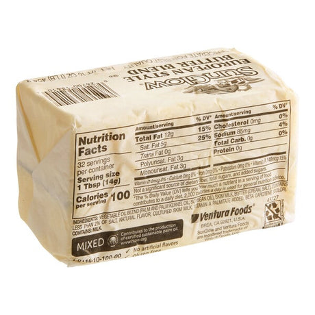 SunGlow European-Style Salted Butter Blend Solid Margarine 1 lb. - 36/Case