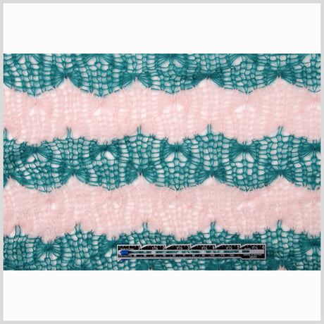 Baby Pink and Teal Blended Wool Crochet Knit