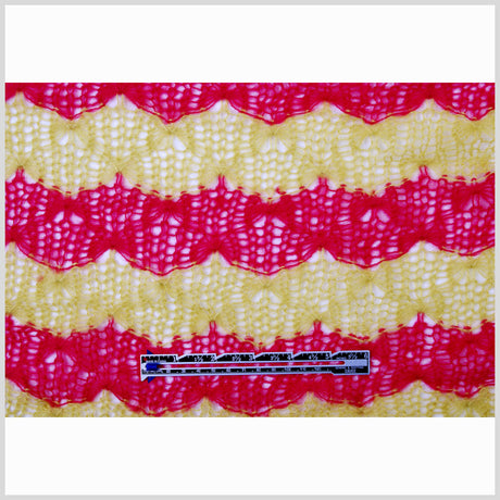 Chartreuse and Raspberry Blended Wool Crochet Knit
