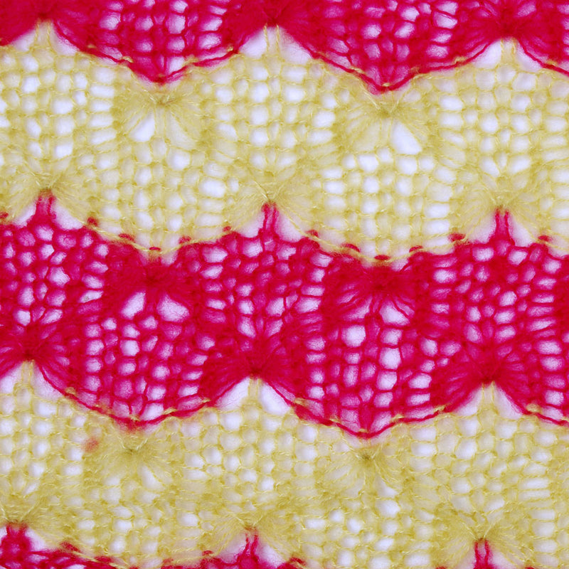 Chartreuse and Raspberry Blended Wool Crochet Knit