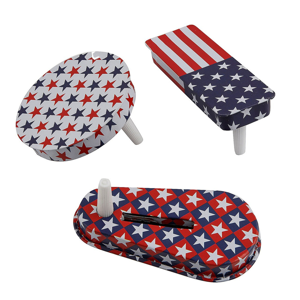 3 1/2" Diam. Bulk 50 Pieces Patriotic Red, White & Blue Metal Noisemakers