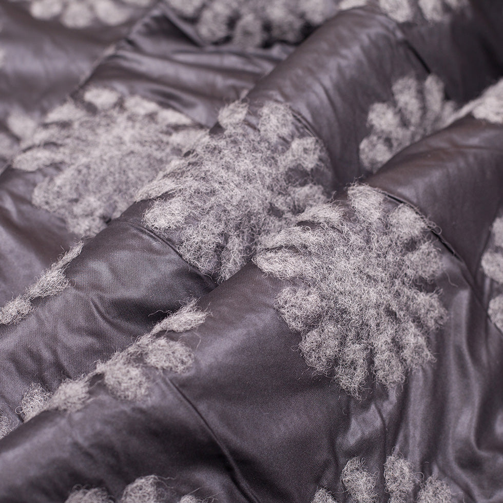 Italian Black/Gray Floral Novelty Wool Blend