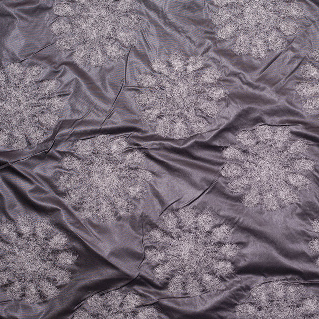 Italian Black/Gray Floral Novelty Wool Blend