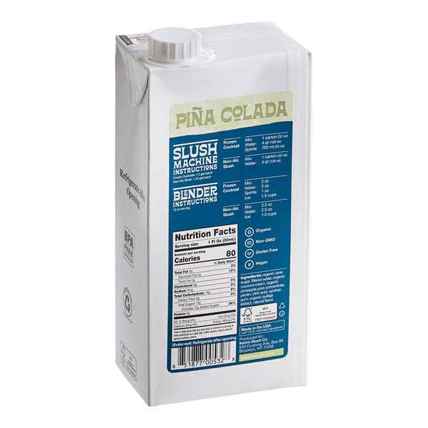 Kelvin Slush Co. Organic Frozen Pina Colada Cocktail Mix 32 fl. oz. - 6/Case