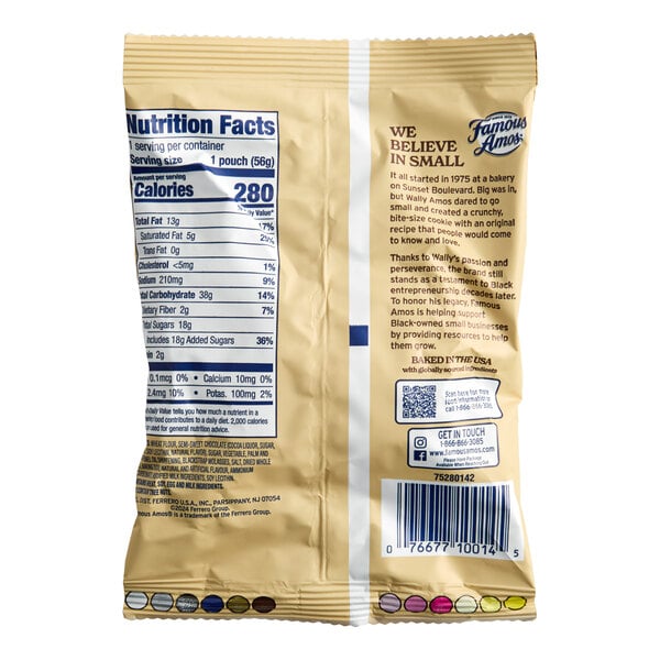 Famous Amos 2 oz. Chocolate Chip Cookie Snack Pack - 60/Case