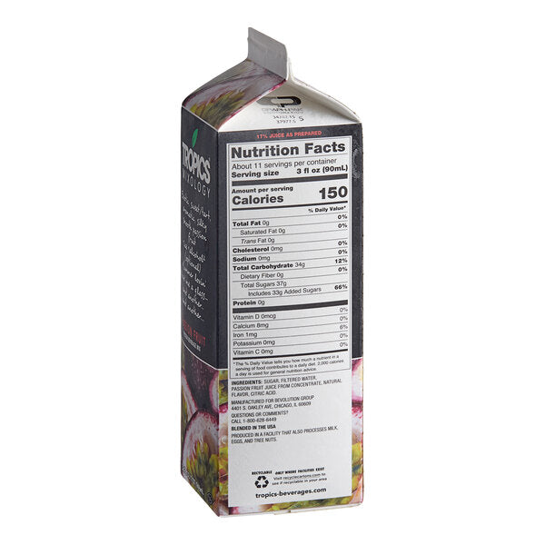 Tropics Mixology Passion Fruit Frozen Beverage Mix 32 fl. oz. - 12/Case