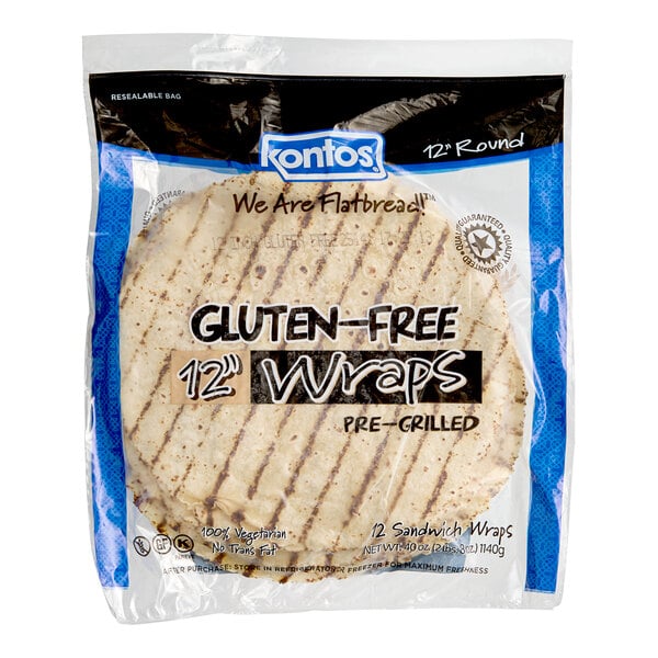 Kontos Gluten-Free Pre-Grilled Wraps 12" - 72/Case