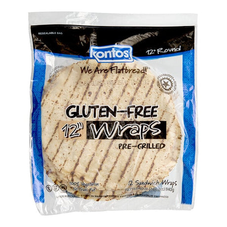 Kontos Gluten-Free Pre-Grilled Wraps 12" - 72/Case