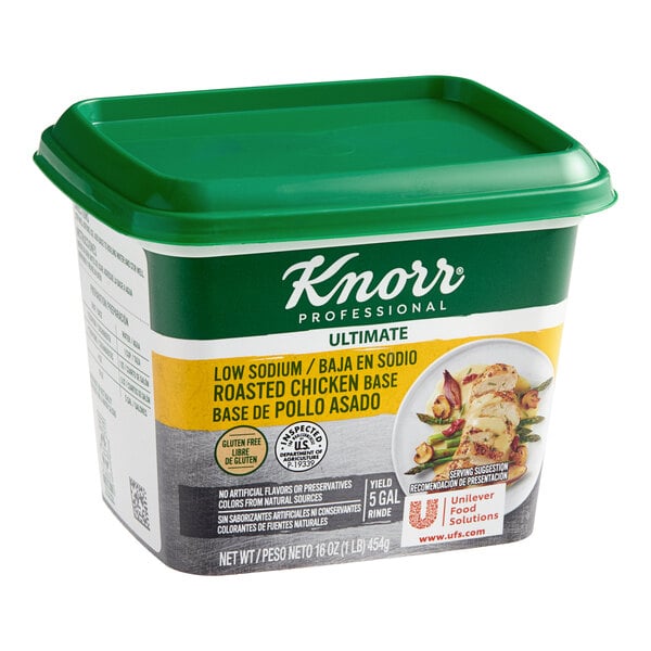 Knorr 1 lb. Ultimate Low Sodium Chicken Bouillon Base - 6/Case
