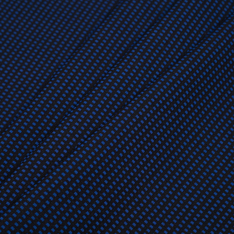 Geometric Black and Blue Blended Cotton Woven