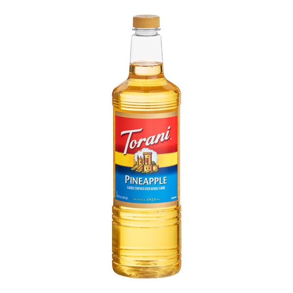 Torani Pineapple Flavoring / Fruit Syrup Plastic Bottle 1 Liter - 6/Case