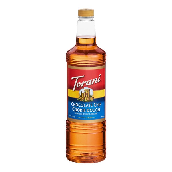 Torani Chocolate Chip Cookie Dough Flavoring Syrup Plastic Bottle 1 Liter - 6/Case