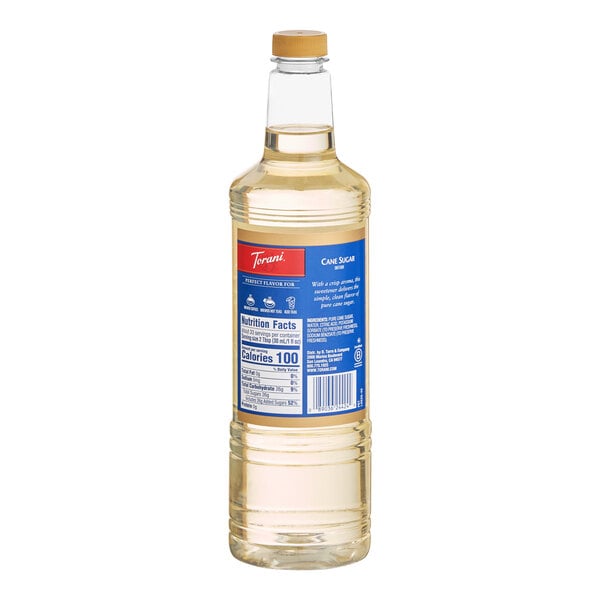 Torani Cane Sugar Sweetener Syrup Plastic Bottle 1 Liter - 6/Case