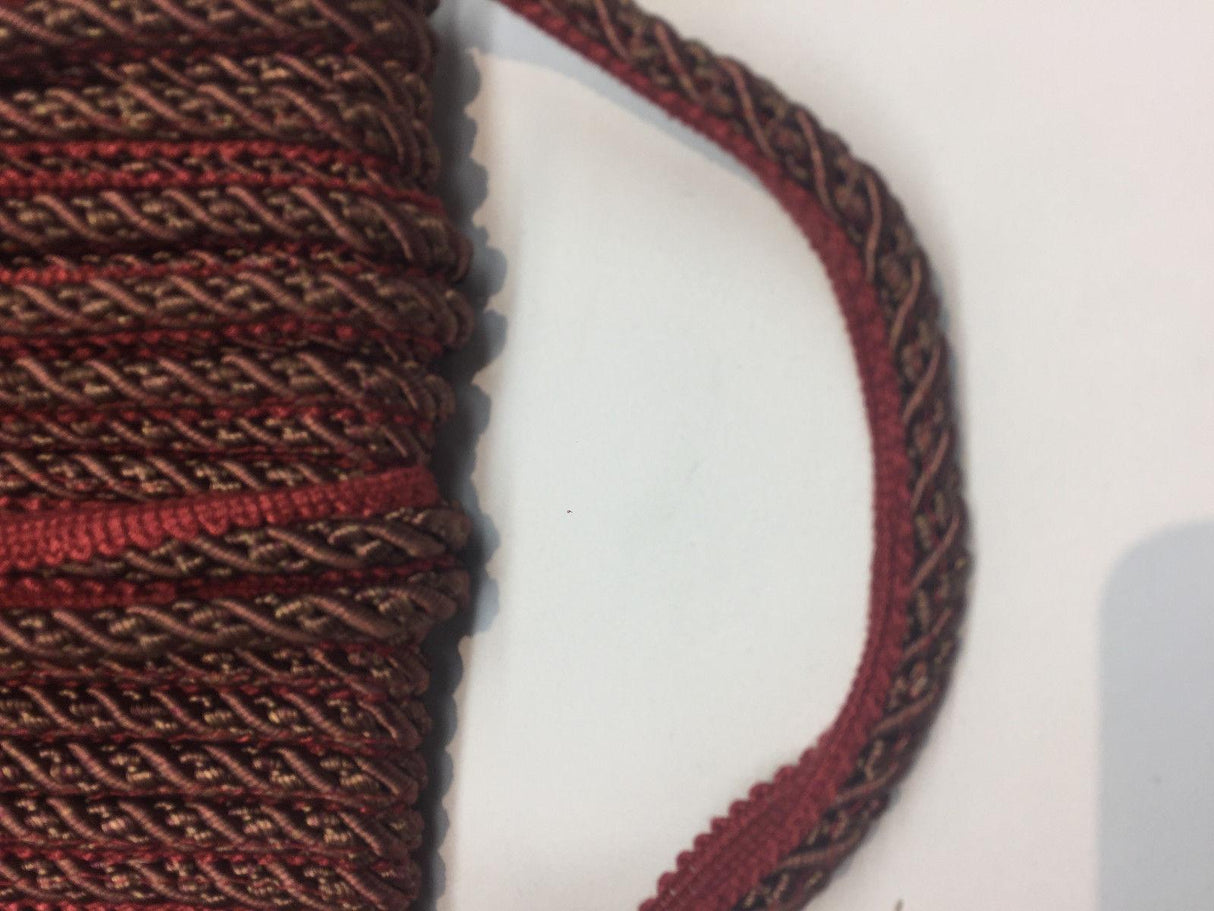 Purple Green With Red Trim Rope With Gimp Upholstery Trim Fabric - Purple Green With Red Trim, 3/4" Width (10 Yards)