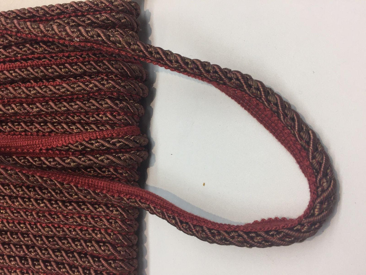 Purple Green With Red Trim Rope With Gimp Upholstery Trim Fabric - Purple Green With Red Trim, 3/4" Width (10 Yards)