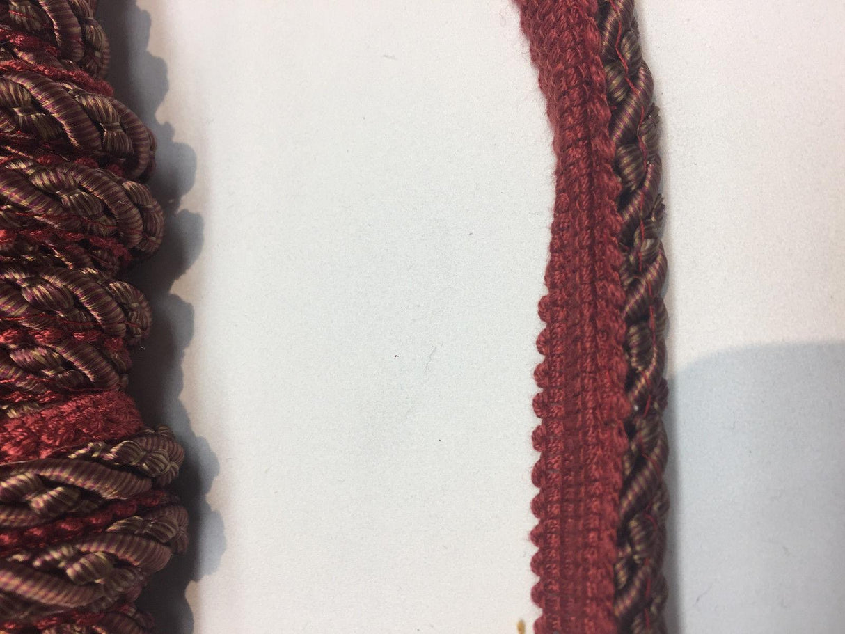 Purple Green With Red Trim Rope With Gimp Upholstery Trim Fabric - Purple Green With Red Trim, 3/4" Width (10 Yards)