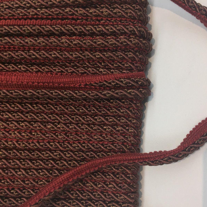Purple Green With Red Trim Rope With Gimp Upholstery Trim Fabric - Purple Green With Red Trim, 3/4" Width (10 Yards)