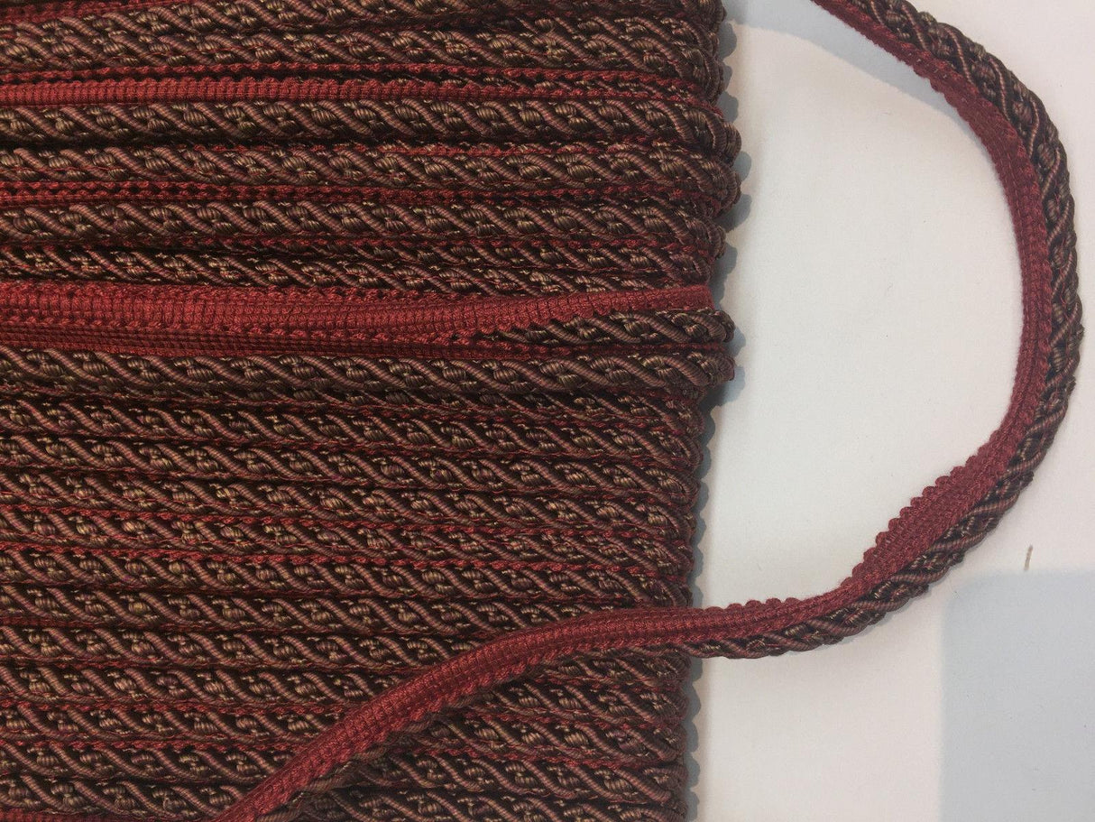 Purple Green With Red Trim Rope With Gimp Upholstery Trim Fabric - Purple Green With Red Trim, 3/4" Width (10 Yards)