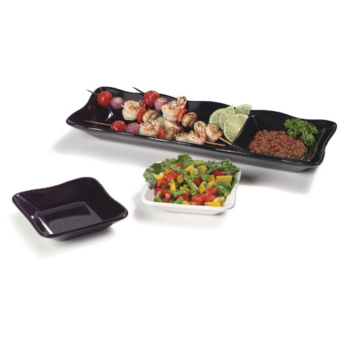 Carlisle Black Square Scalloped Dish/Inset, 5-19/32" x 5-1/2" - Pack of 48
