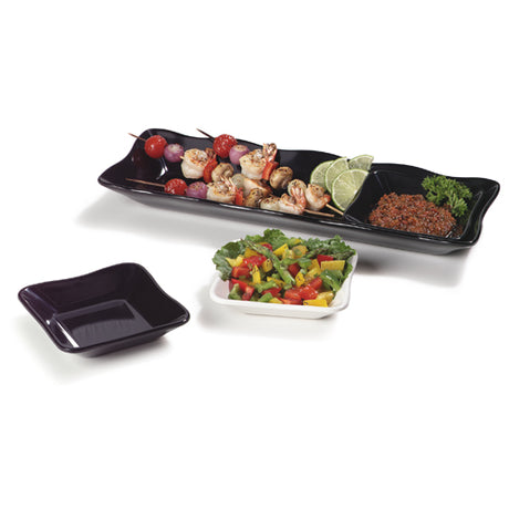 Carlisle Black Square Scalloped Dish/Inset, 5-19/32" x 5-1/2" - Pack of 48
