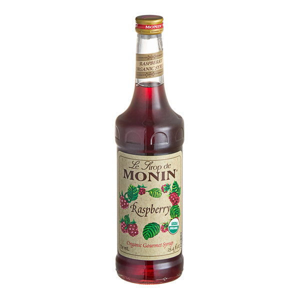 Monin Organic Raspberry Flavoring / Fruit Syrup 750 mL - 6/Case