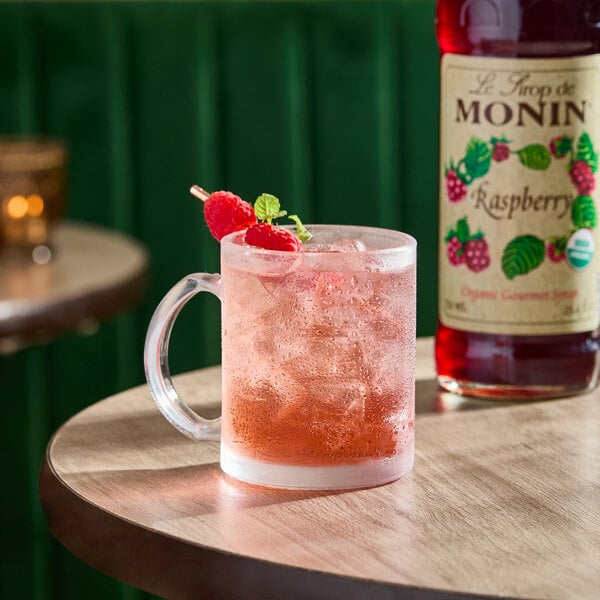 Monin Organic Raspberry Flavoring / Fruit Syrup 750 mL - 6/Case