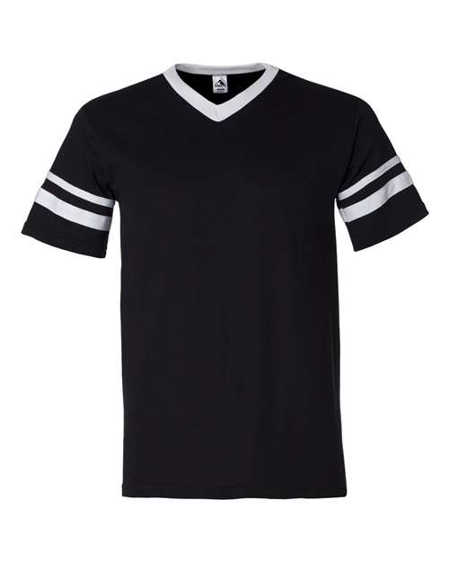 Augusta Sportswear V-Neck Jersey with Striped Sleeves