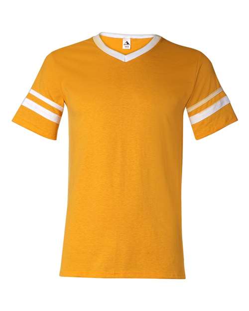 V-Neck Jersey with Striped Sleeves