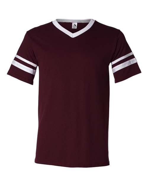 Augusta Sportswear V-Neck Jersey with Striped Sleeves