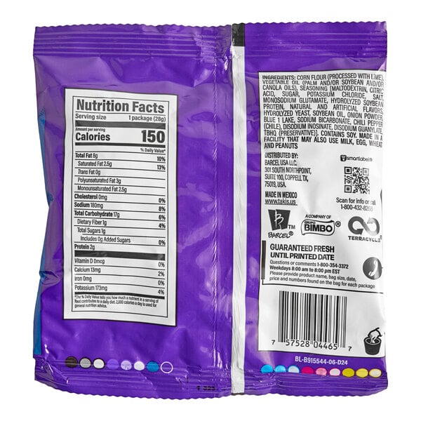 Takis Blue Heat Rolled Tortilla Chips 1 oz. - 50/Case