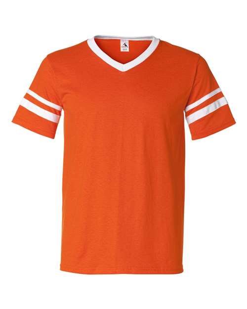 V-Neck Jersey with Striped Sleeves