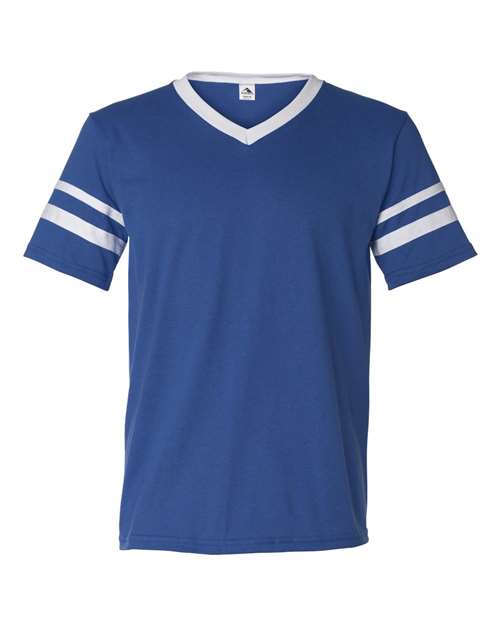 V-Neck Jersey with Striped Sleeves