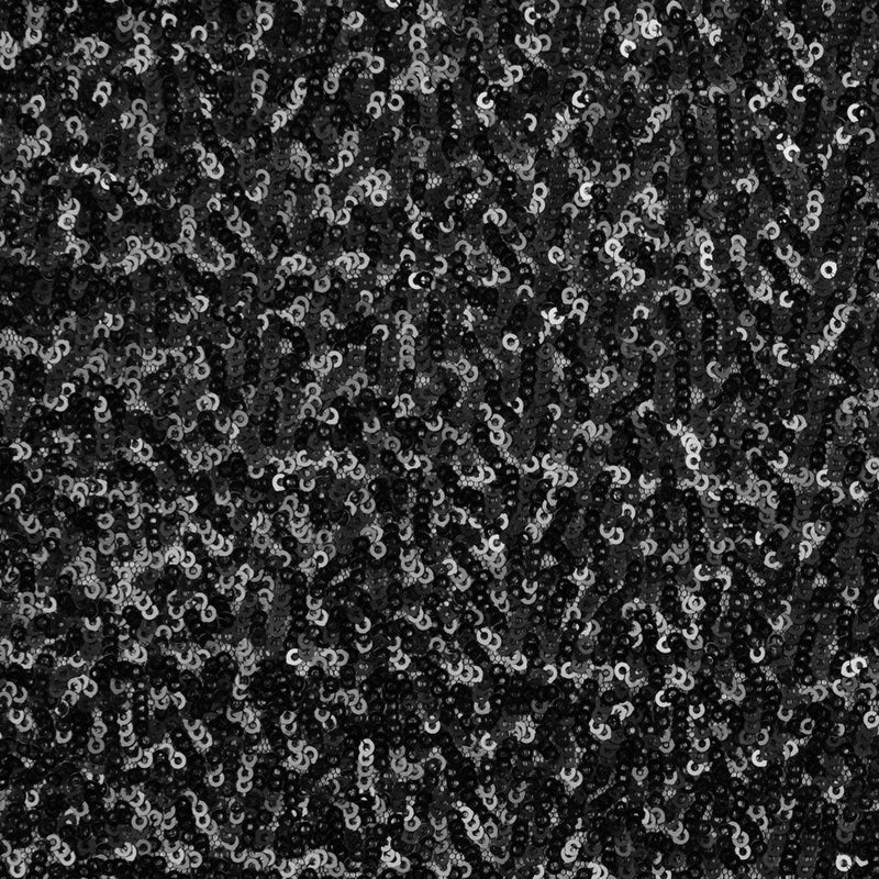 Black Solid Baby Sequins on Mesh