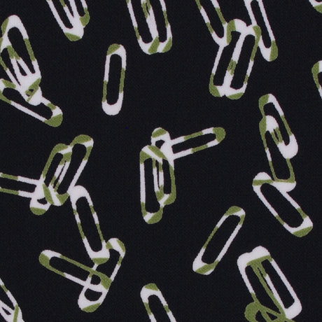 Black Polyester Jersey Paper Clip Print